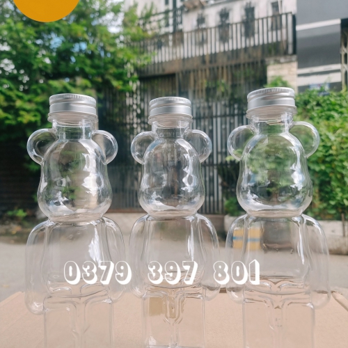 Chai Nhựa Hình Gấu 500ml Siêu Cute – Mẫu Chai Decor Đáng Yêu, Giá Tốt